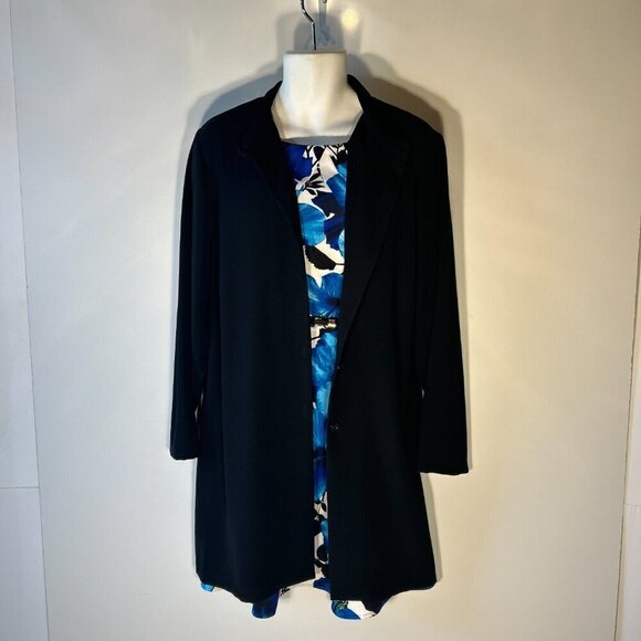 AB Studio SZ 10 Tropical Print Blues Fit & Flare Dress Career Dressy or Casual - Picture 6 of 9